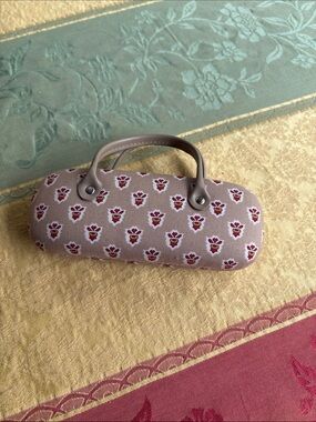 Pierre Deux  Fabric ♥️ Leather Handle Eyeglass  Case